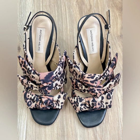 Antonio Melani Leopard Print Open Toe Sandal  Heel Women Shoe Size 8.5 EUC - Picture 3 of 6